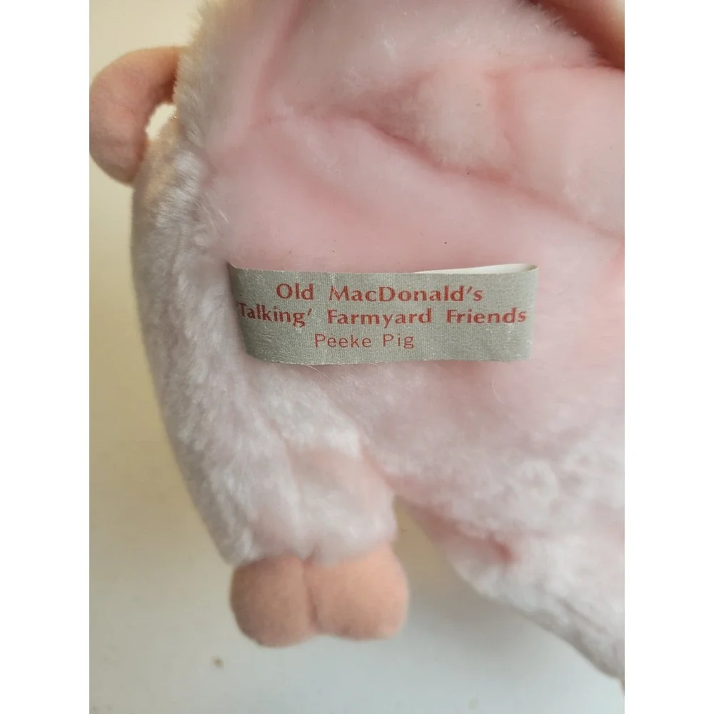 VTG Metacom Peeke Pig Talking Farmyard Plush Toy Squeeze Oink Pnk *Flaw no Sound